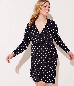 Loft Plus Polka Dot Wrap Dress