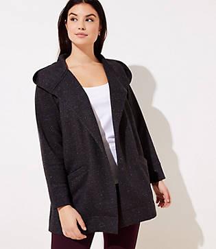 Loft Plus Speckled Open Hoodie Jacket