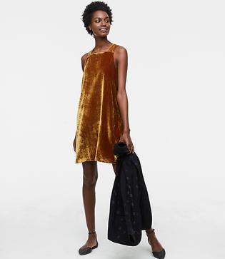 Loft Strappy Velvet Swing Dress