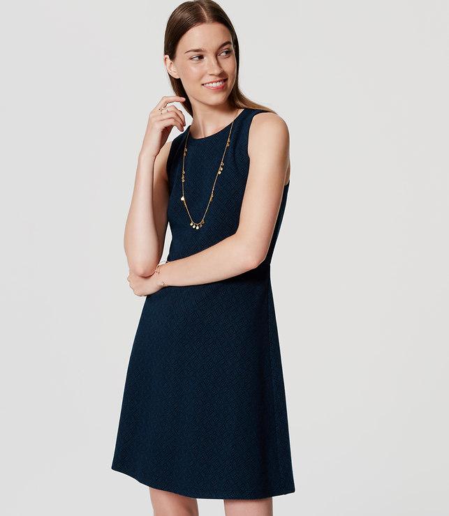 Loft Mosaic Jacquard Flare Dress