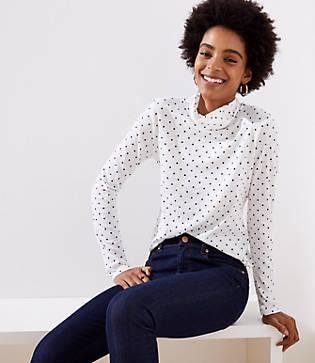 Loft Dotted Shirttail Turtleneck