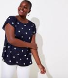 Loft Plus Dot Tulip Sleeve Button Back Top