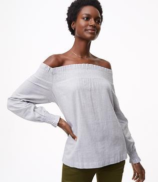 Loft Smocked Off The Shoulder Top