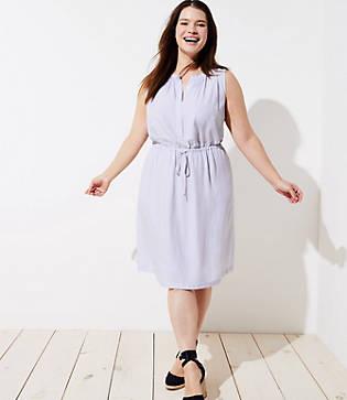 Loft Plus Striped Sleeveless Shirtdress