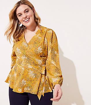 Loft Plus Floral Wrap Blouse