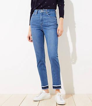 Loft Double Frayed Skinny Jeans