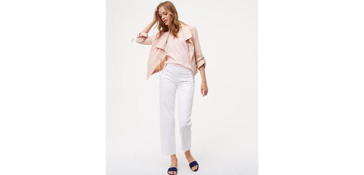 Loft Zip Top Wide Leg Crop W Fray