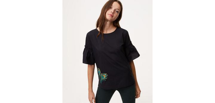 Loft Peacock Feather Top