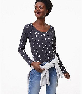 Loft Foil Moon & Star Textured Tee