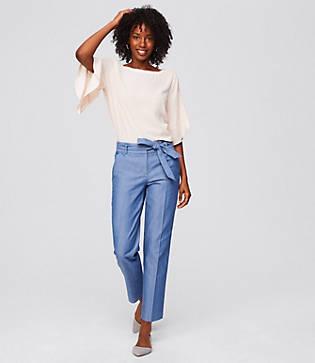 Loft Slim Chambray Tie Waist Pants
