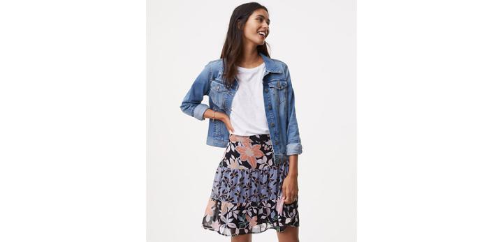 Loft Wild Orchid Flounce Skirt