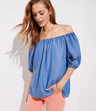 Loft Chambray Blouson Top