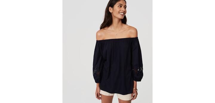 Loft Circle Lace Off The Shoulder Top
