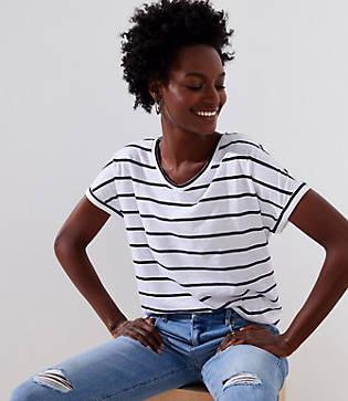Loft Striped Vintage Soft Roll Cuff Tee