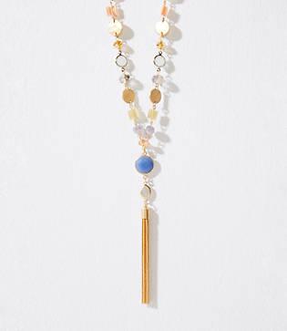Loft Mixed Stone Tassel Necklace