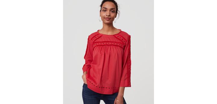 Loft Fringe Eyelet Shirt