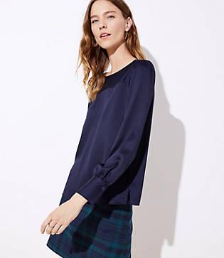 Loft Button V Back Blouse
