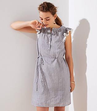 Loft Striped Flutter Shirtdress
