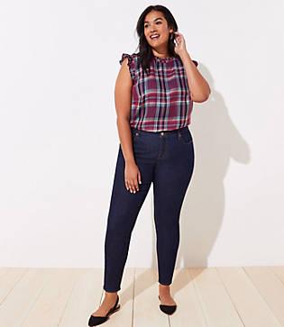 Loft Short Loft Plus Modern Skinny Jeans In Dark Rinse Wash
