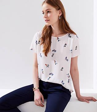 Loft Tulip Pleat Back Clean Tee