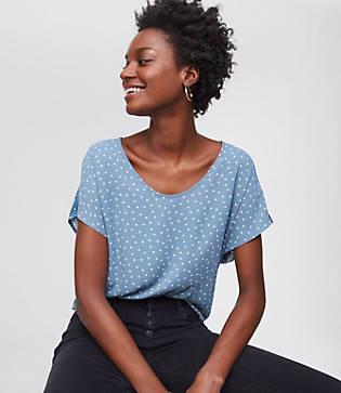 Loft Dotted Mixed Media Tee