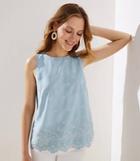 Loft Embroidered Chambray Button Back Shell
