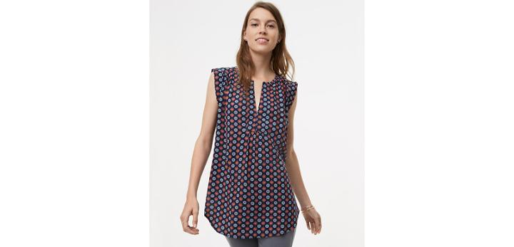 Loft Fall Mosaic Split Neck Shell