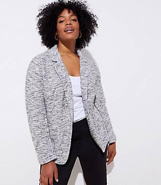 Loft Plus Textured Knit Patch Pocket Blazer