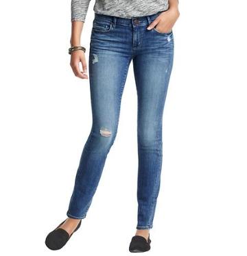 Loft Distressed Modern Skinny Jeans In Chilled Blue Wash