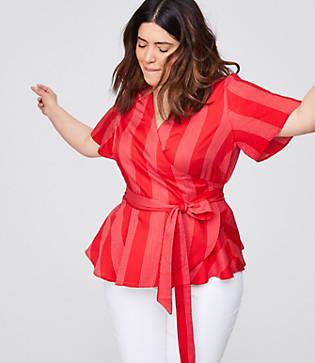 Loft Plus Striped Wrap Top
