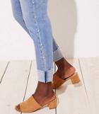 Loft Pearlized Trim Flip Cuff Skinny Jeans In Staple Light Indigo Wash