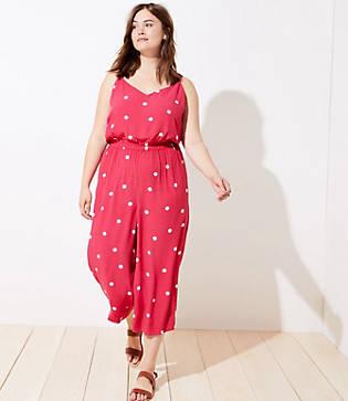 Loft Plus Polka Dot Wide Leg Crop Jumpsuit