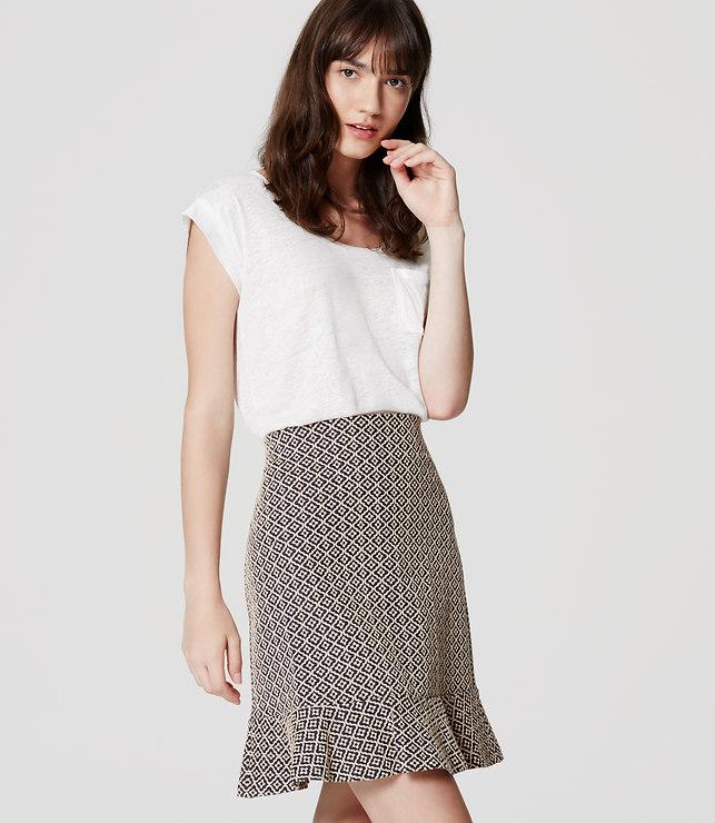Loft Tile Jacquard Flounce Skirt