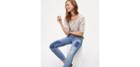 Loft Modern Destructed Skinny Jeans In Vivid Indigo Wash
