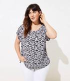 Loft Plus Floral Split Sleeve Mixed Media Top
