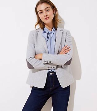 Loft Herringbone Knit Modern Blazer