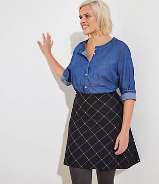 Loft Plus Plaid Knit Flippy Skirt