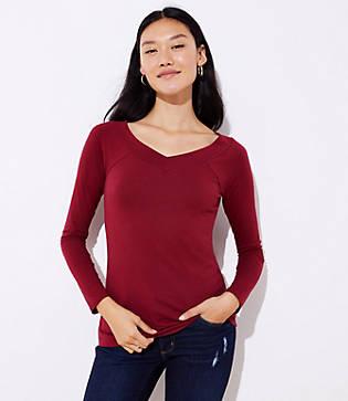 Loft Wide V-neck Long Sleeve Tee