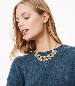 Loft Crystal Floral Leaf Statement Necklace