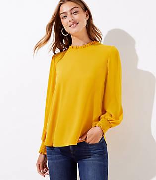 Loft Reversible Ruffle Neck Blouse