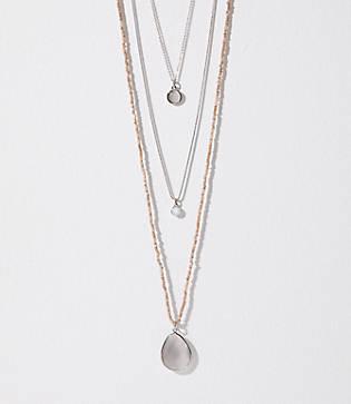 Loft Multistrand Beaded Chain Pendant Necklace