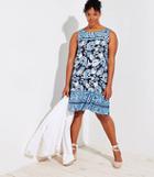 Loft Plus Pineapple Dream Ruffle Sleeveless Swing Dress