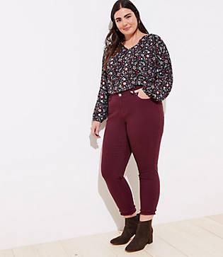 Loft Plus Double Frayed Skinny Jeans