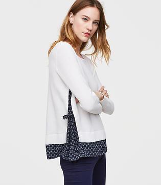 Loft Floral Side Tie Two In One Sweater
