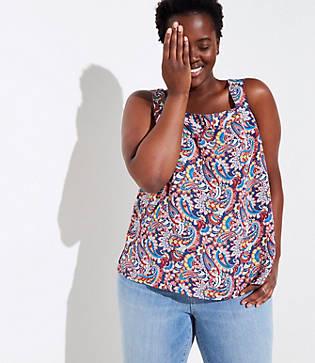 Loft Plus Paisley Button Strap Cami