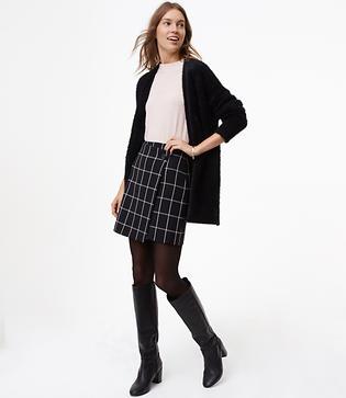 Loft Windowpane Wrap Skirt