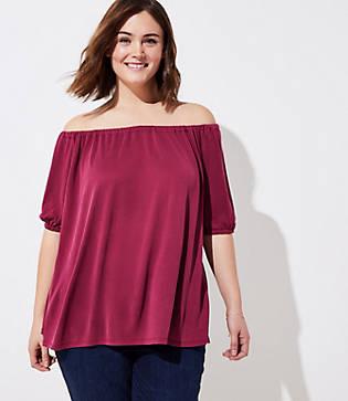 Loft Plus Sandwashed Off The Shoulder Top