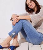 Loft Modern Lace Up Cuff Skinny Crop Jeans In Pure Light Indigo Wash