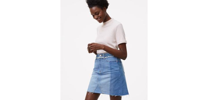 Loft Two Tone Denim Skirt