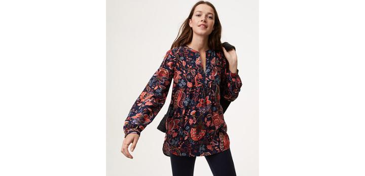 Loft Hydrangea Bouquet Tunic Blouse